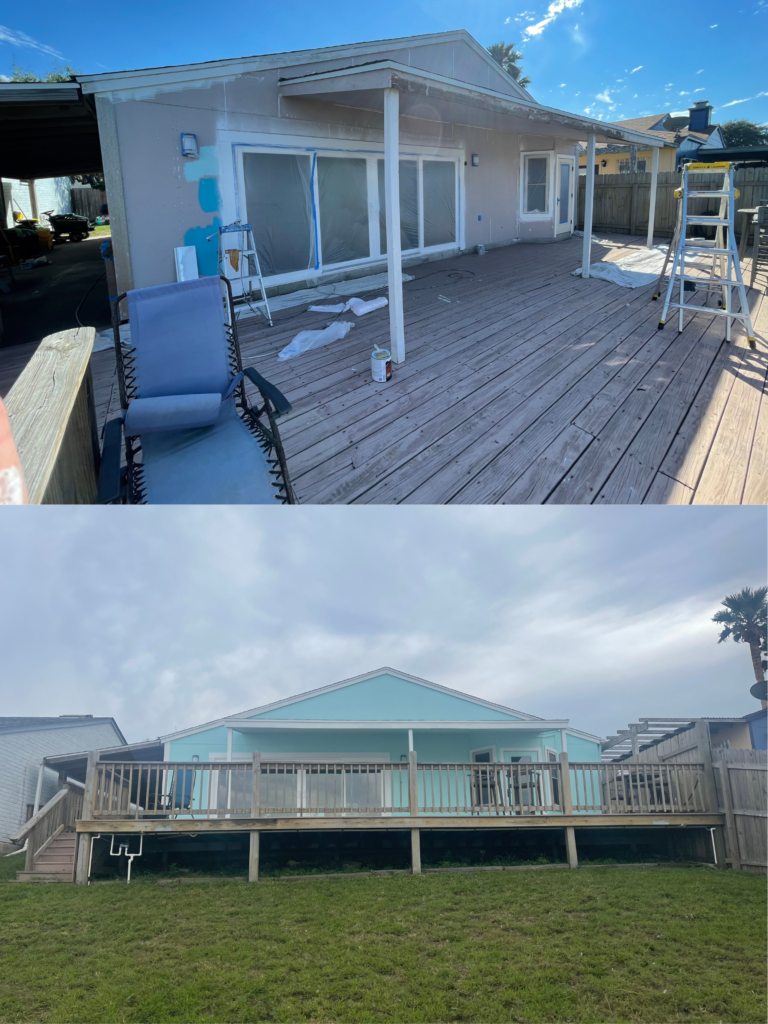 deck renovation. carpentry repairs and paint